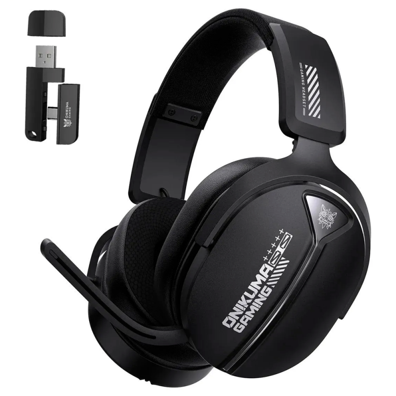 AURICULAR Onikuma con micrófono GT887, dongle inalámbrico 2 en 1, color negro.