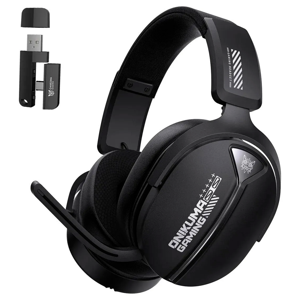 AURICULAR Onikuma con micrófono GT887, dongle inalámbrico 2 en 1, color negro.